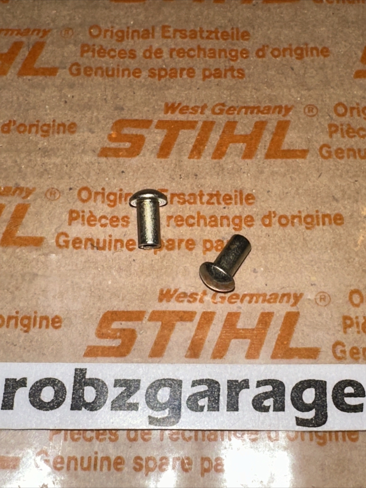 GENUINE STIHL CHAINSAW MODEL NAME TAG BADGE RIVET 3X6 (QTY 2) 0000-974-1000 -B65 gallery