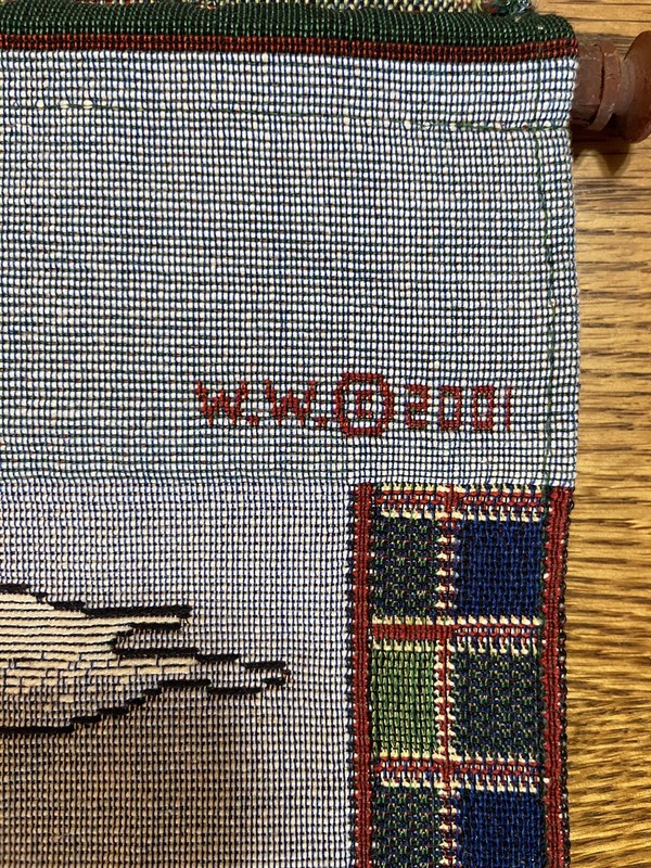 Three Golf Theme Tapestry Wall Hangings Two 2001 16”x12.75” And One 41.5” X 6” gallery