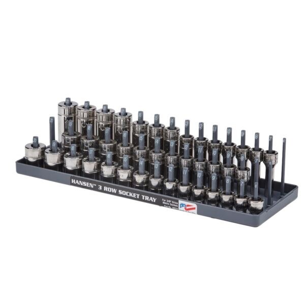 Hansen 3/8" Socket Organizer Tray Holder Metric 3 Row MM Shallow, Semi, Deep USA gallery