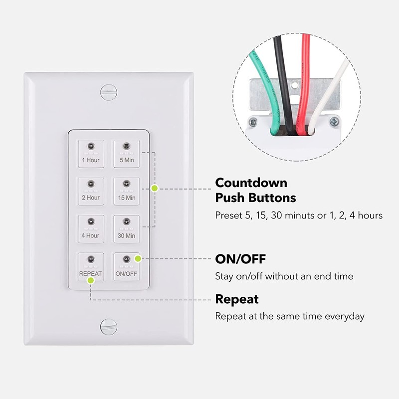 BN-LINK Countdown Digital In-wall Timer 5-15-30-60 mins 2 4 hours for lights gallery