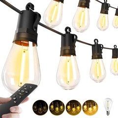 Outdoor String Lights Patio LED Light Outside 50Ft 15M Waterproof Remote Dim…