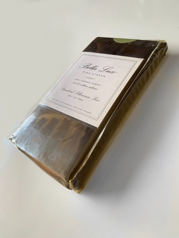Bella Lux Standard Pillowcase Pair Brown 600 TC 100% Cotton Sateen Set of 2 gallery