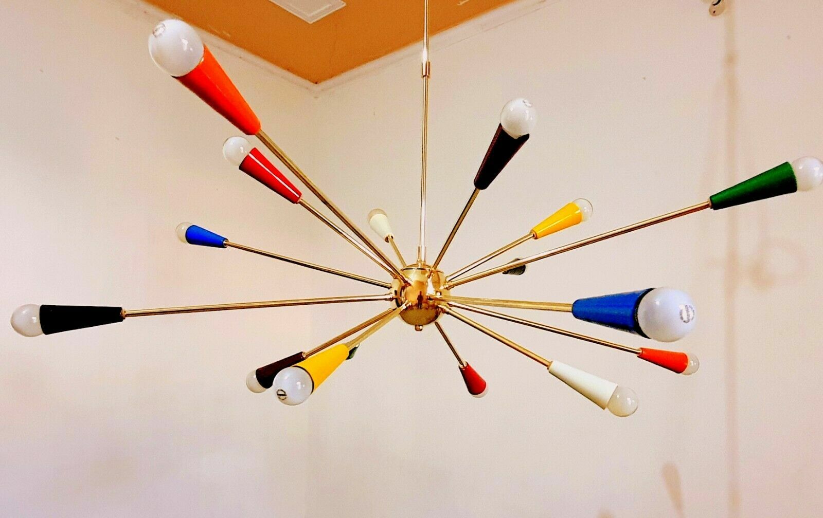 Mid Century Design 16 Multicolored Arms Sputnik Chandelier Handcrafted Light gallery