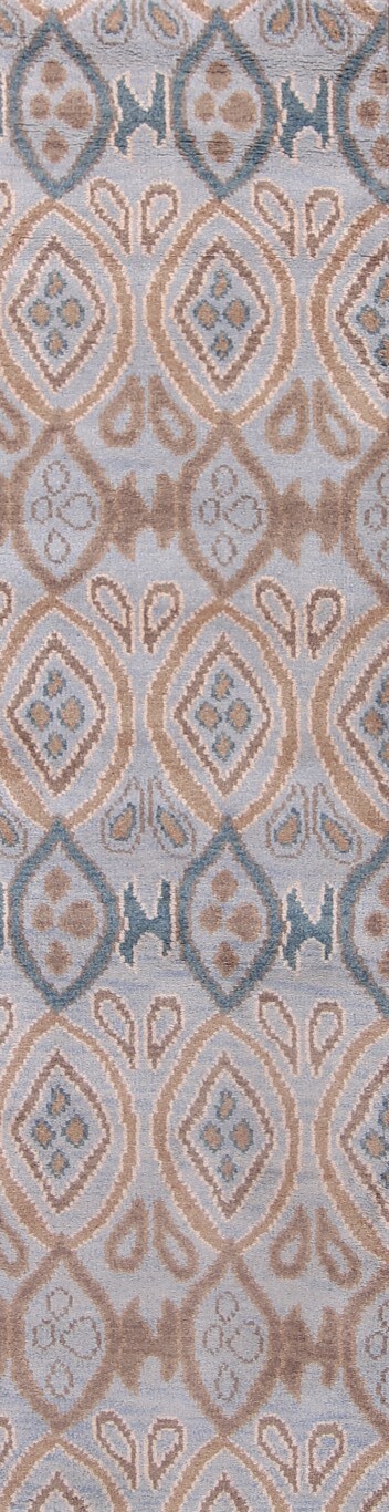 All-Over Light Blue Moroccan Oushak Oriental 10 ft Runner Handmade 3x10 Wool Rug gallery