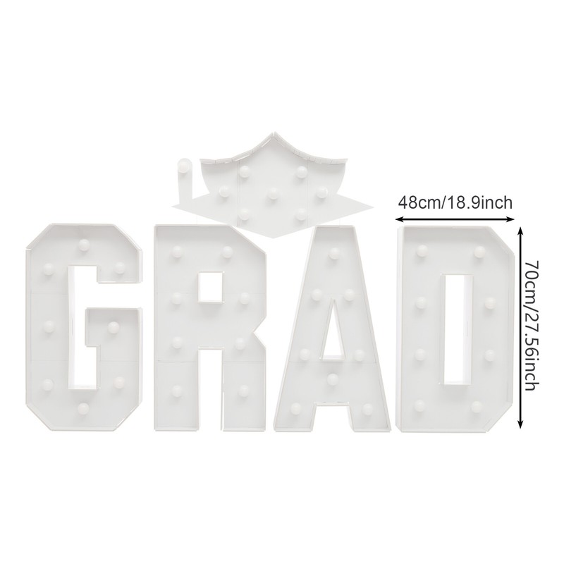 GRAD Graduation LED Lighted Letters with Cap Sign for Party Decor, Photo Props gallery