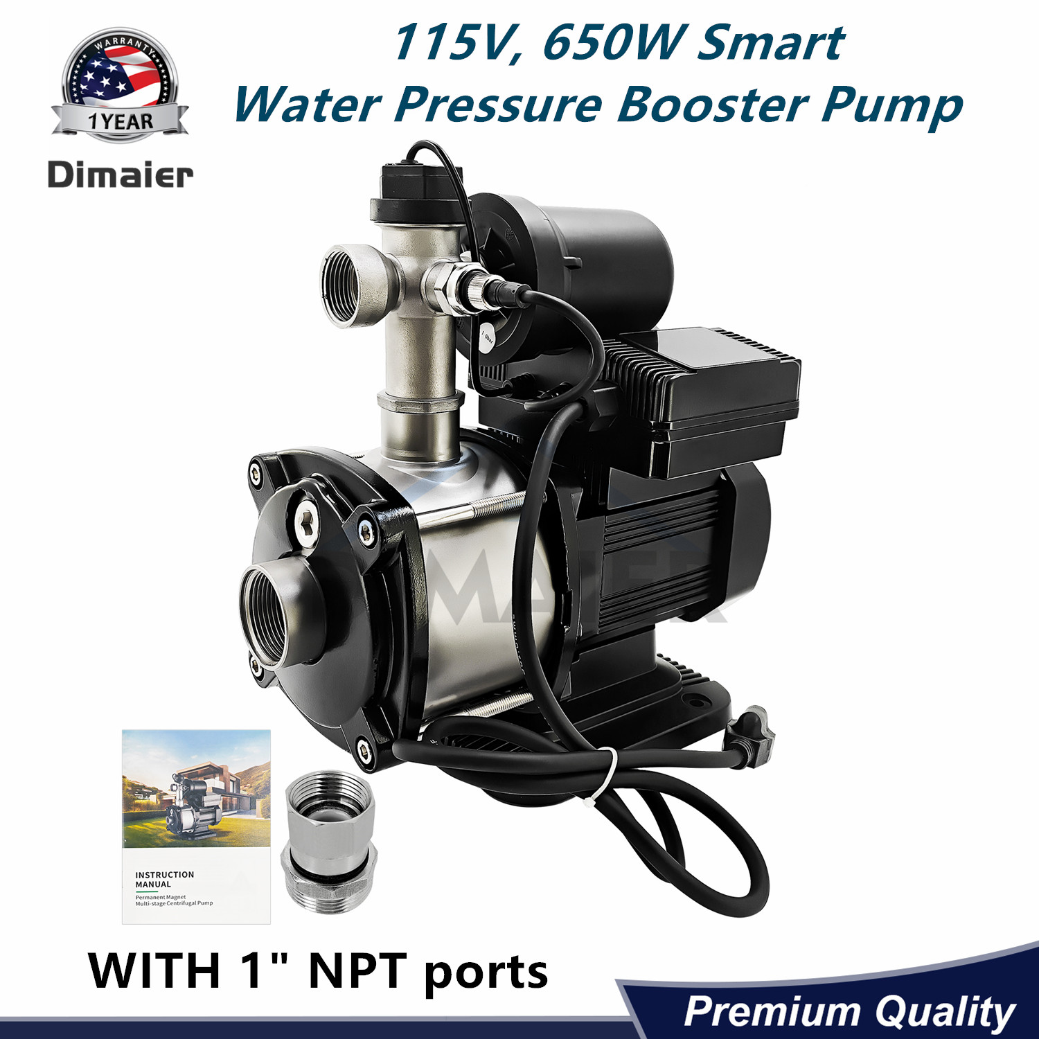 Water Pressure Booster Pump for House, Shower, Irrigation, 1Inch NPT, 115V, 650W gallery