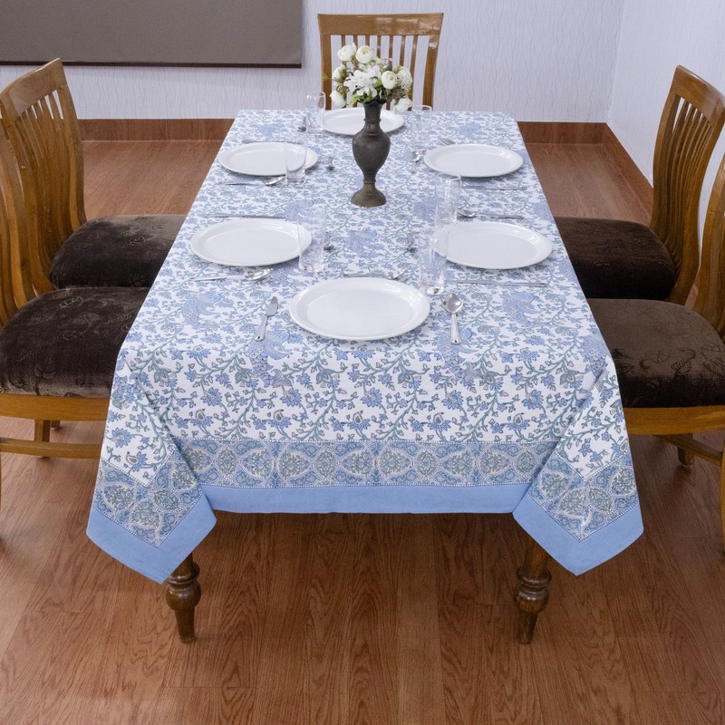 Rectangle Handblock Print Tablecloth, Cotton Dining Table Cover, Boho Home Decor gallery