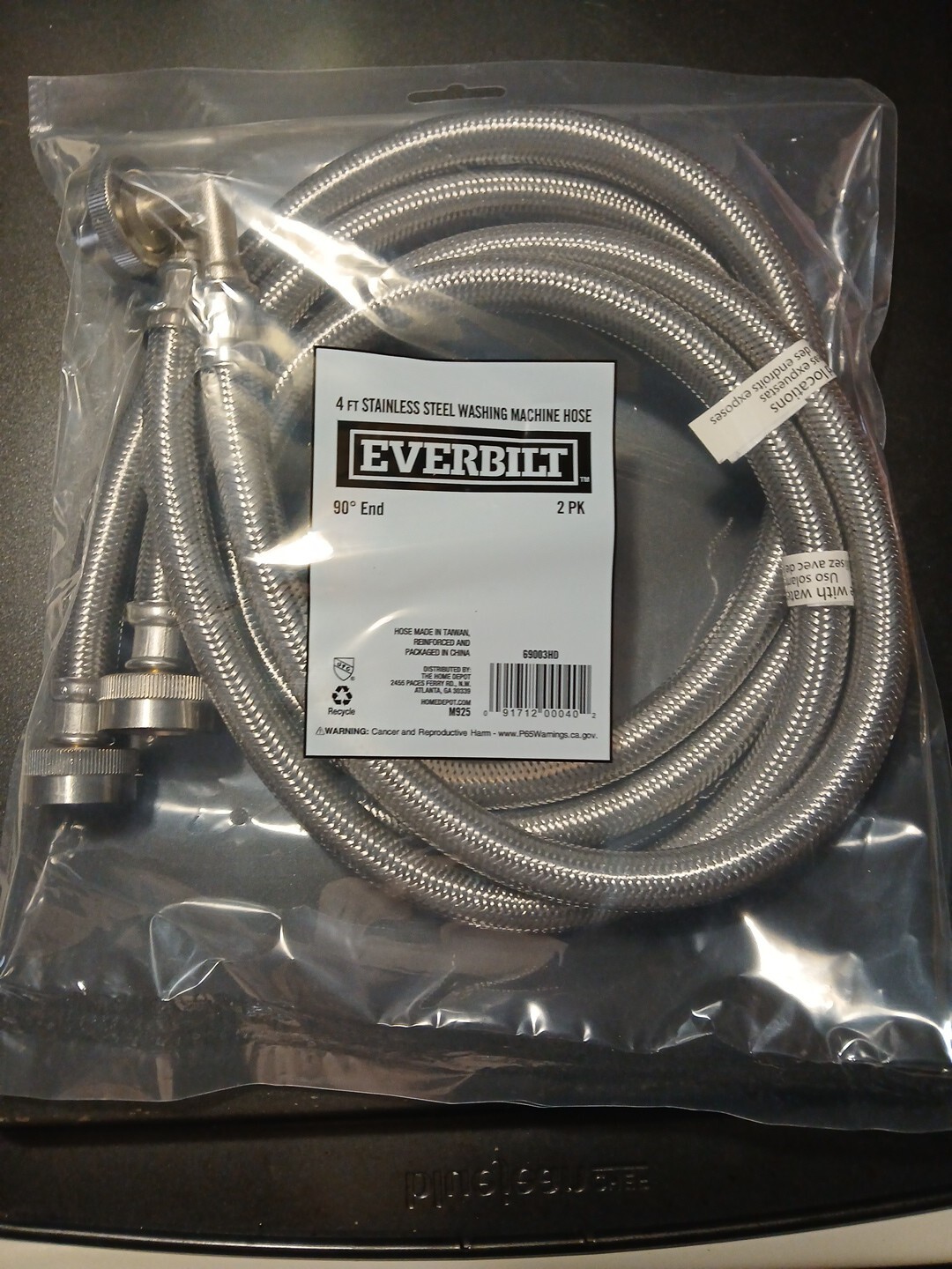 Everbilt 4 ft. Polymer Coated Stainless Steel Washing Machine Connector (2-Pack) gallery