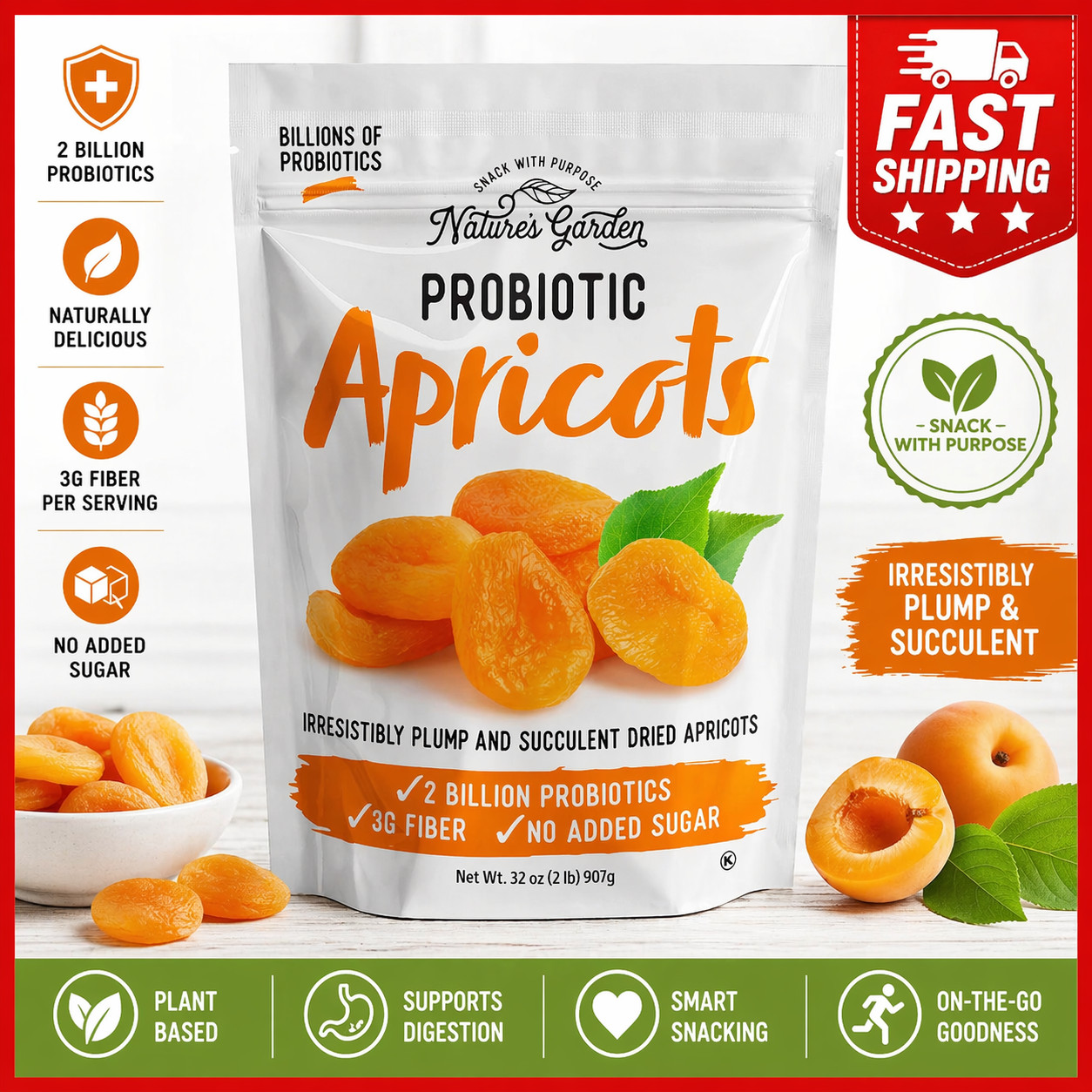 Nature's Garden Probiotic Apricots Plump Dried Fruit 32 oz gallery