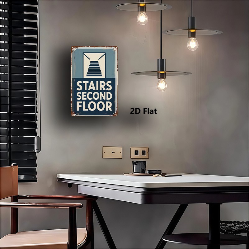 Stairs Second Floor Metal Sign Retro Directional Art for Hotel Office Building gallery