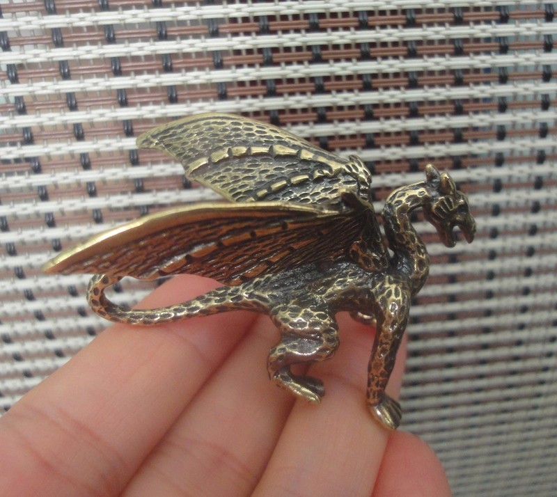 Vintage Style Solid Brass Copper Flying Dragon Statue For Home Garden Decor gallery