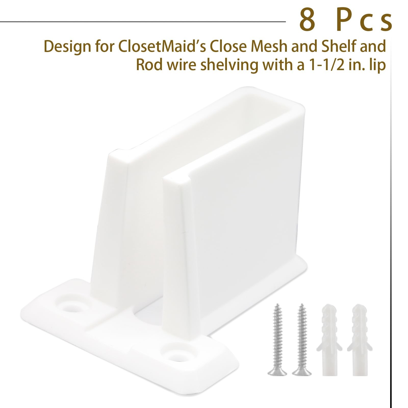 8 PCS Wire Shelf End Brackets Wall Mount Closet Support Polyvinyl Chloride gallery