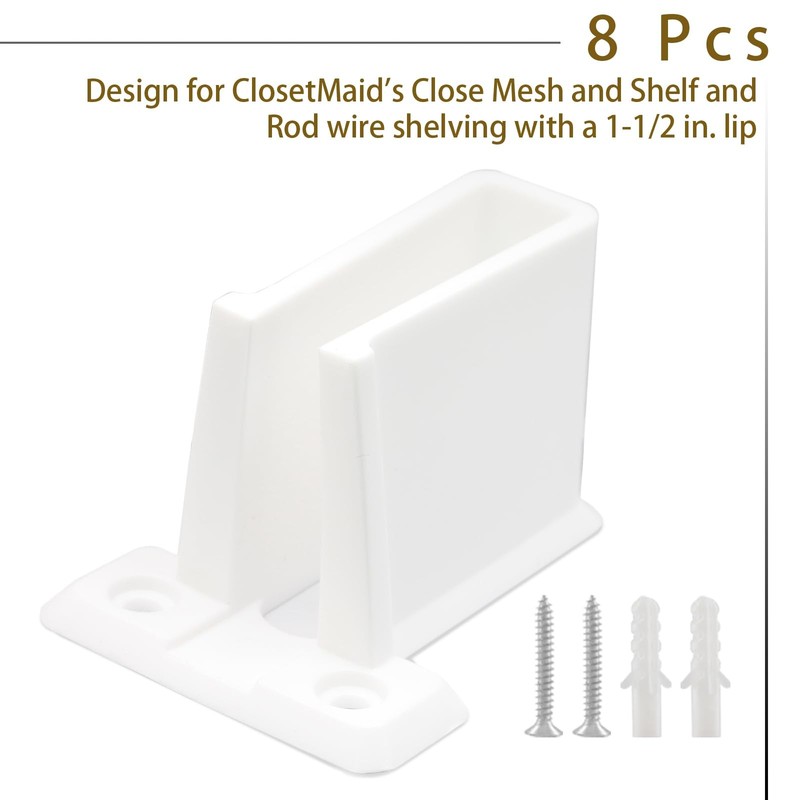 8 PCS Wire Shelf End Brackets Wall Mount Closet Support Polyvinyl Chloride gallery