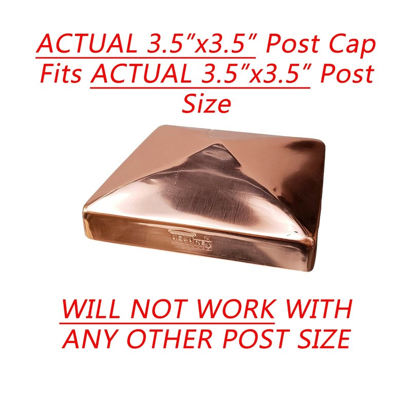3.5" x 3.5" Solid Copper Pyramid Post Cap For True/Actual 3.5" x 3.5" Wood Posts gallery