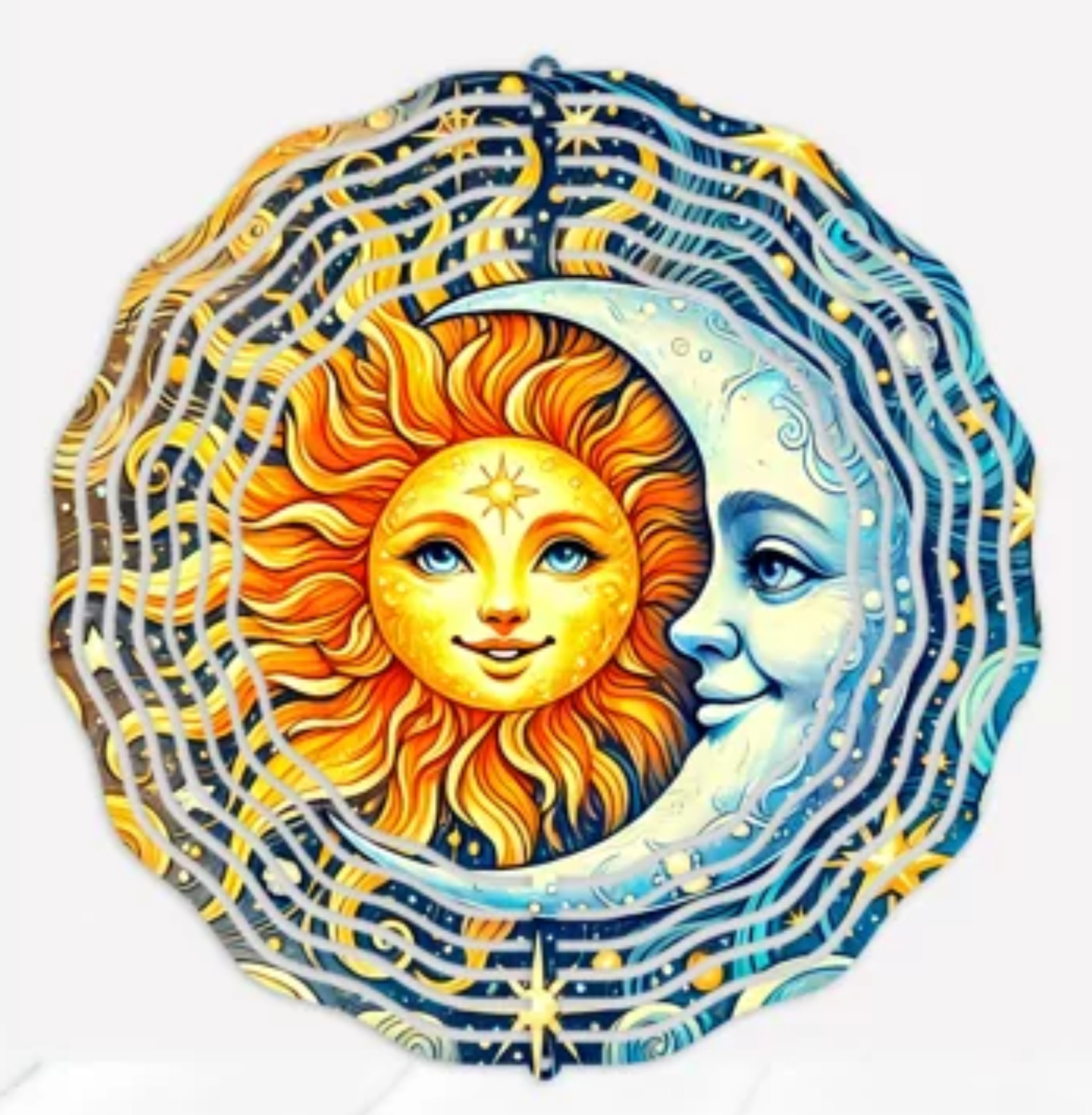 Mystical Sun and Moon 10" Wind Spinner Handmade gallery