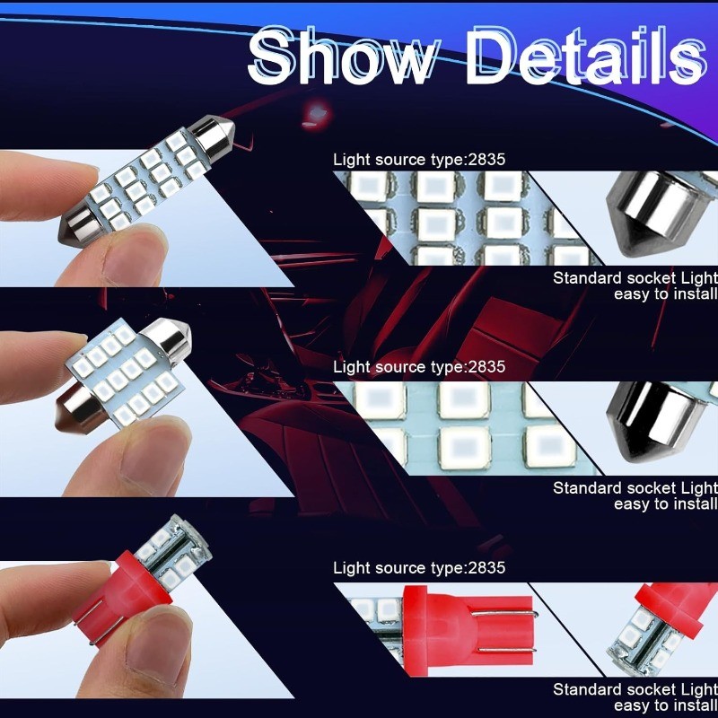 24PCS LED Interior Replacement Bulbs, Interior Car Lights, Dome Lig Color: red gallery