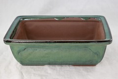 Rectangular Glazed Bonsai & Succulent Pot + Mesh 8″x 5.75″x 2.5″ – Green Glazed