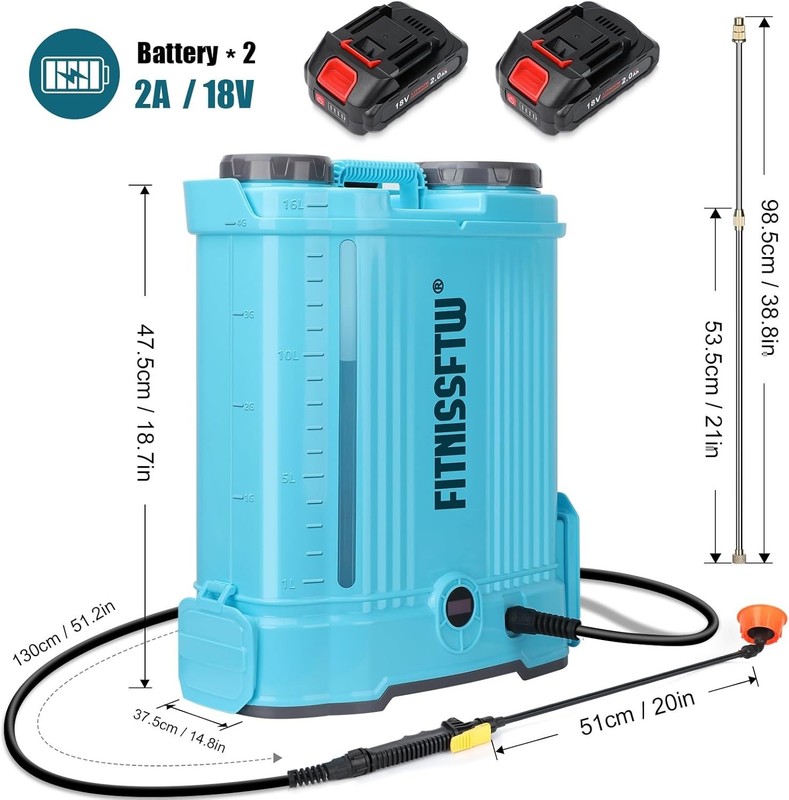 Backpack Sprayer Battery Powered 4.2 Gallon, 0-100 PSI Electric Back Pack Spraye gallery