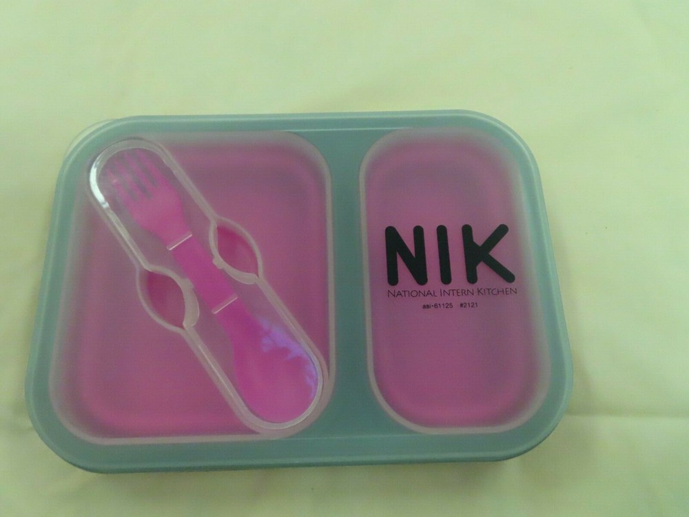 FDA APPROVED Collapsible 2 Section NIK Lunch Storage- Silicone PINK