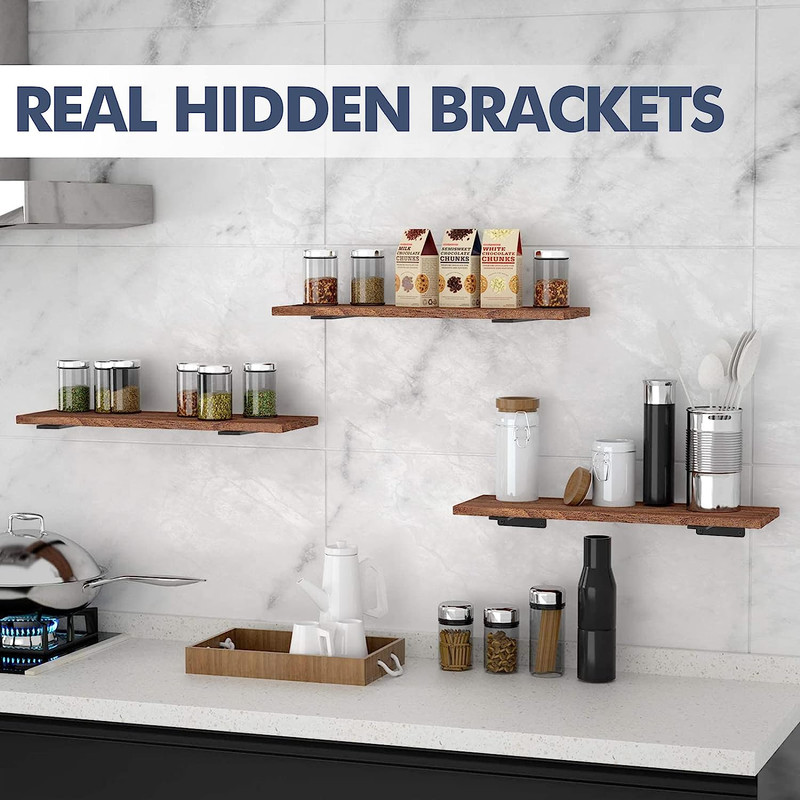 6 Pack Floating Shelf Brackets, 6 Inch Heavy Duty Industrial Shelf Bracket, Blac gallery