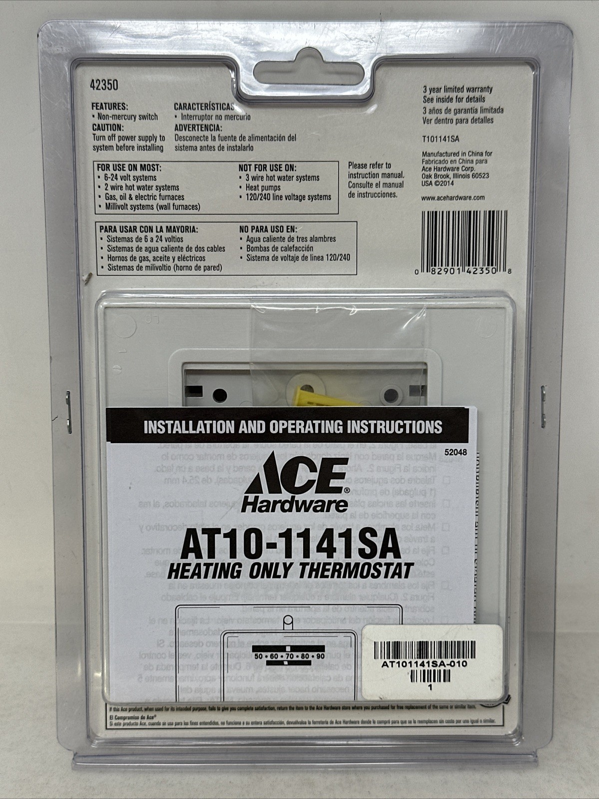 ACE 42350 MECHANICAL THERMOSTAT FOR HEATING AND COOLING 24 VOLTS gallery