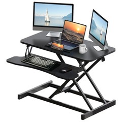 32 inch Desk Converter Height Adjustable Sit to Stand Riser Workstation Black