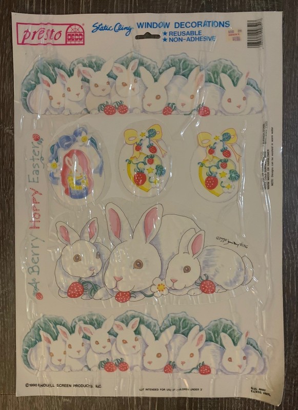 Vintage 90s Easter Decorations Static Cling Easter Bunny Lot Of 6 gallery