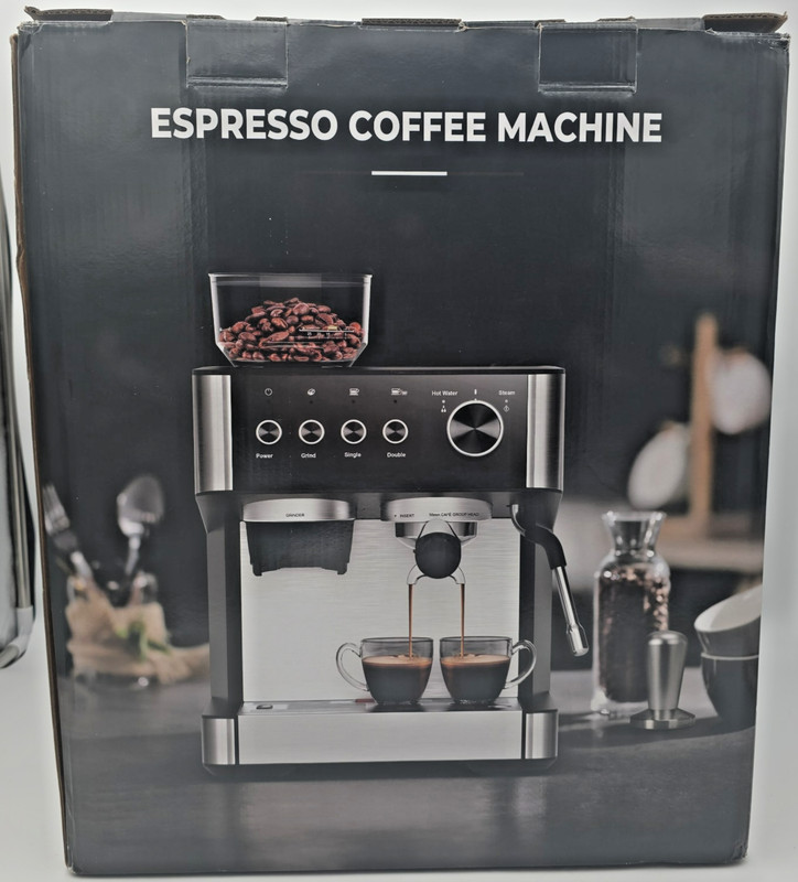 Electactic 15 Bar Espresso Machine Built-In Grinder Milk Frother Open Box gallery