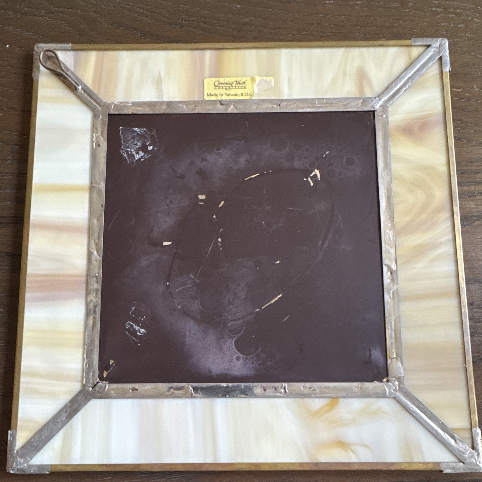 Crowning Touch Collection Square Marbled Cream/Gold 4x4 Photo Frame Clear Glass gallery