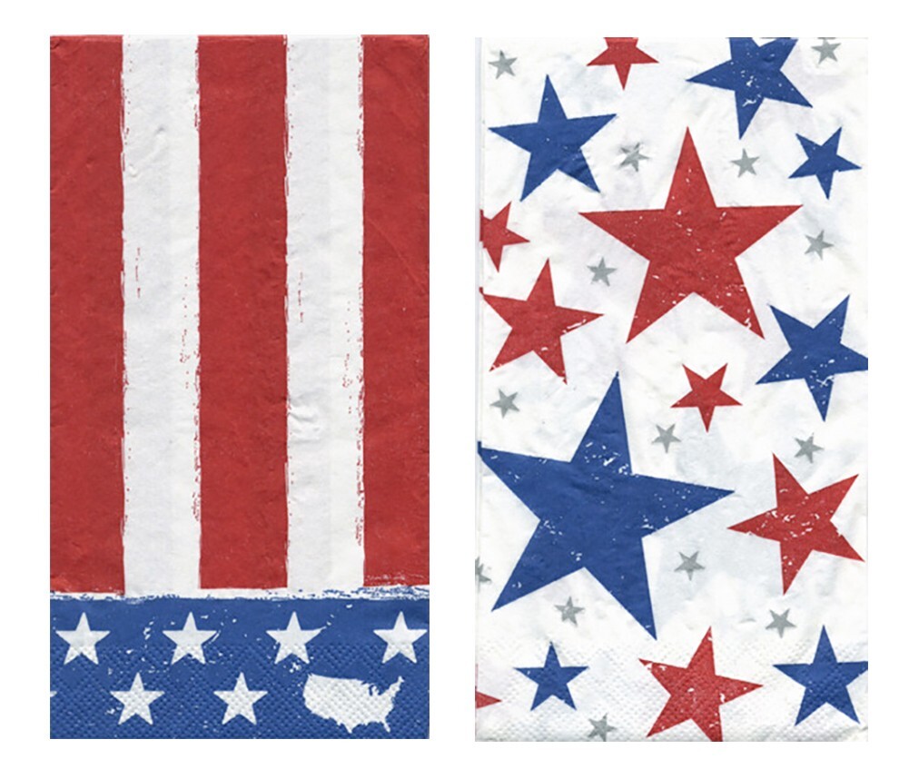 Paper Guest Bathroom Towels 36 Count Disposable Patriotic Stars Stripes Designs gallery