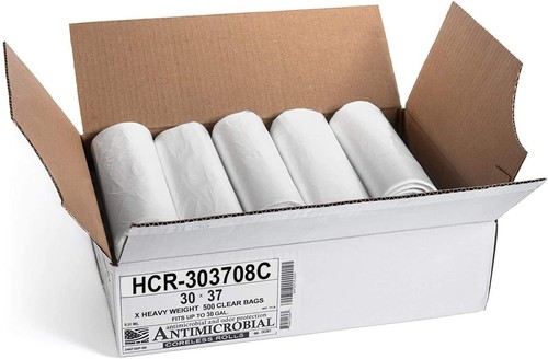 High Density Trash Bags, 30 Gallon, 500 Count, 8 Micron eq, 30" x 37", Clear,... gallery