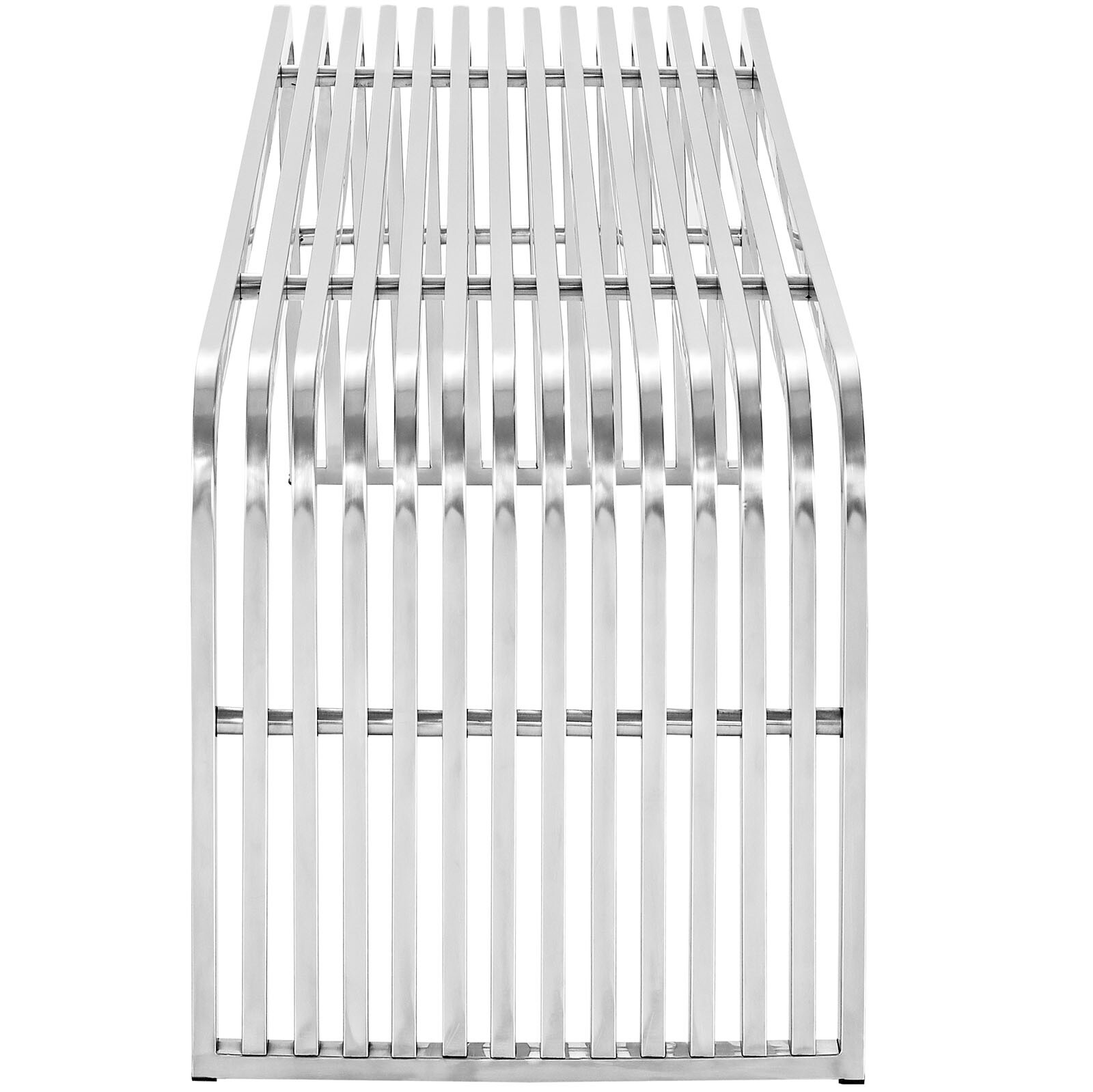 Modway Pipe Contemporary Modern Stainless Steel Metal Bench, 60" gallery