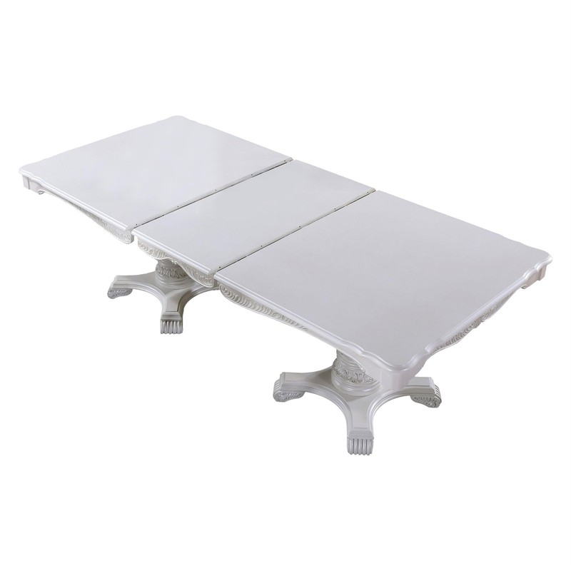 Zenie Dining Table-Extension Leaf-77-95 Inch-Classic White Solid Wood gallery