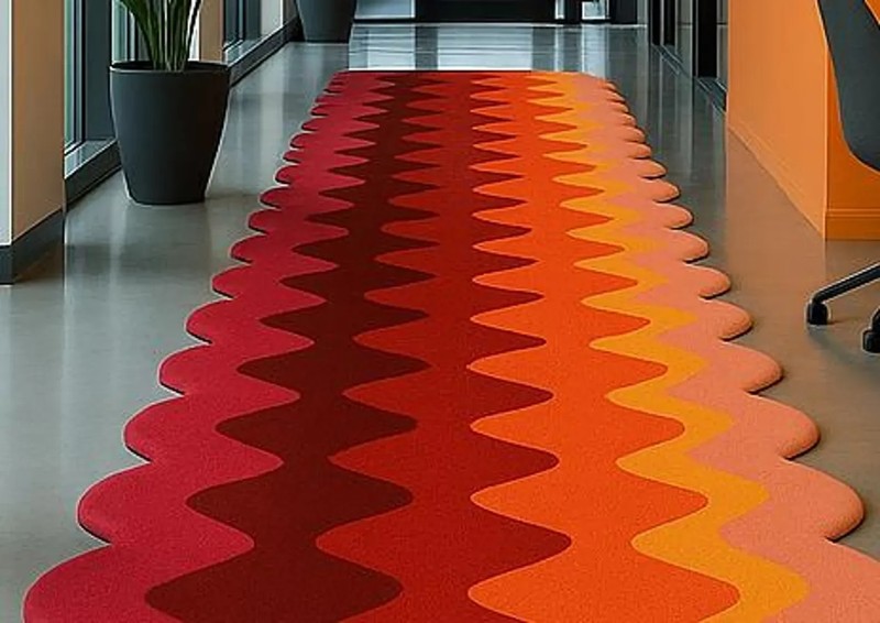 Sunset Gradient Wool Runner Rug | Modern Wavy Hallway Carpet gallery