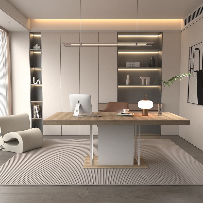 Rectangle extendable dining table for 6-10 people aged effect wood 160-200 cm gallery