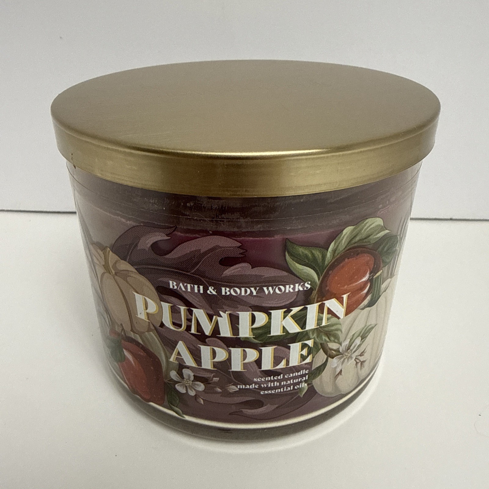 Bath & Body Works PUMPKIN APPLE, 3 Wick CANDLE, 14.5 OZ - New - gallery