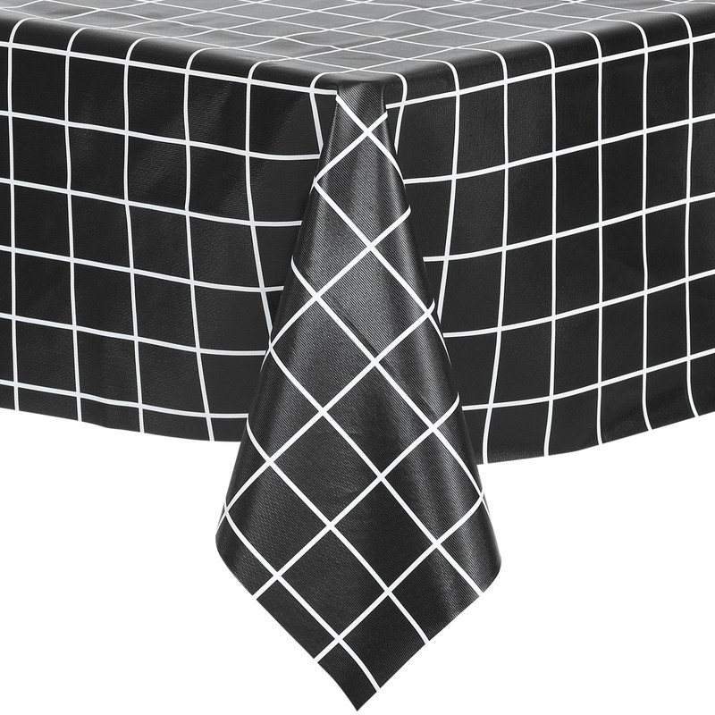 1 Pack Rectangle Tablecloth Waterproof Polyvinyl chloride Table Cover Black gallery