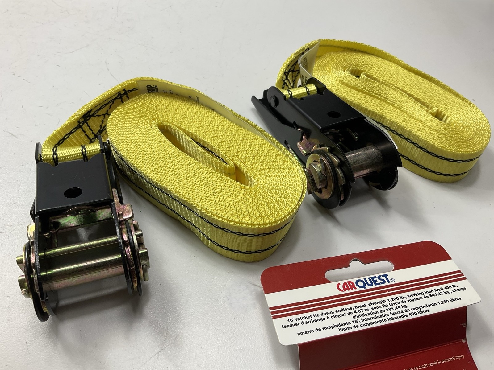 (2) Carquest 71035 - 16' Ratchet "endless" Tie Down Straps - 400 Lb Load Limit gallery