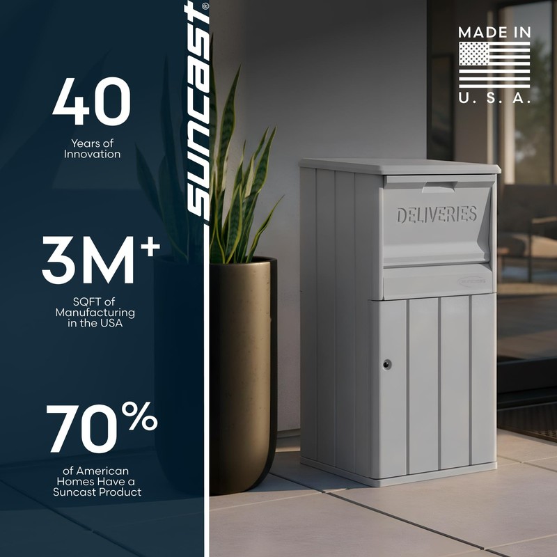 Suncast 33.5-Gallon Capacity Package Delivery Box, Parcel Drop Box with Grey gallery