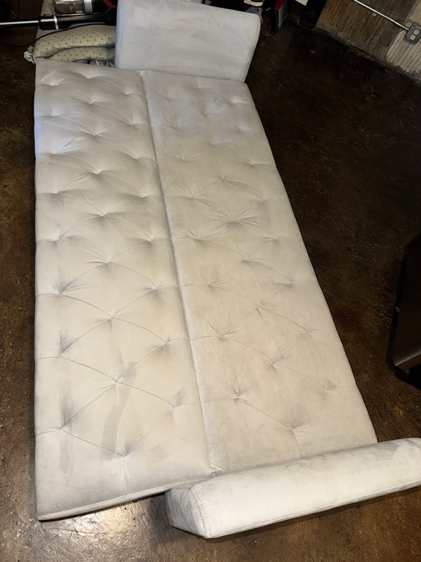 Beige Tufted Suede Convertible Futon Sofa Bed Adjustable 82x44x34 Up to 4 gallery