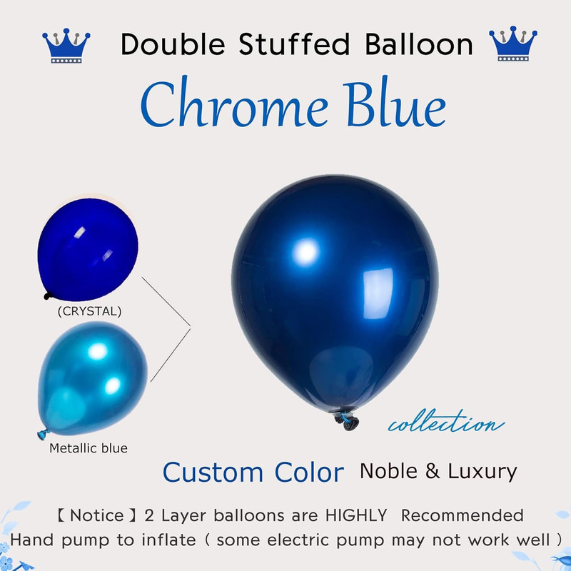 Chrome Blue Double-Stuffed Balloons Different Sizes 52 PACK 18+10+5 Inch Metalli gallery