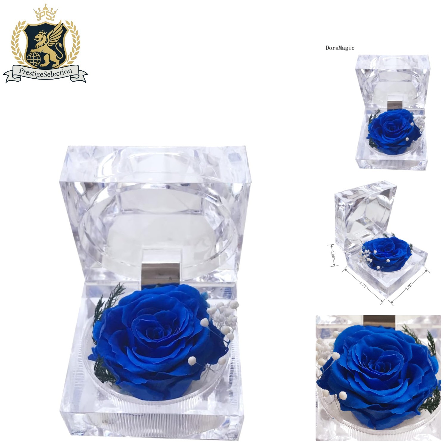 3-5 Lasting Blue Rose in Acrylic Box - Romantic Gift for Special Occasions gallery