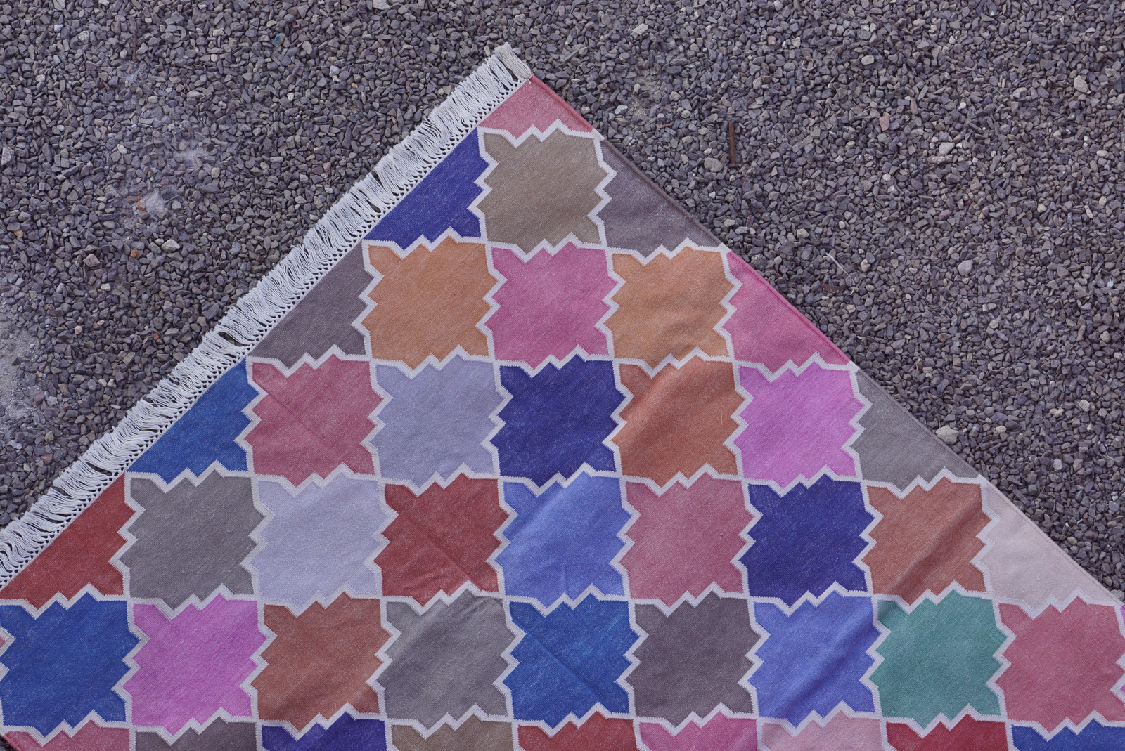 Rugmoda Cotton Multicolor Geometric 4x6 ft Boho Handmade Living Room Area Rug gallery