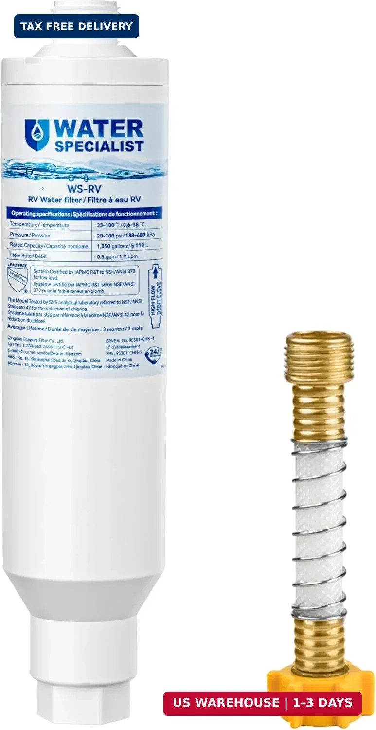 Waterspecialist RV Inline Water Filter, NSF Certified, Reduces Chlorine, Bad Tas gallery