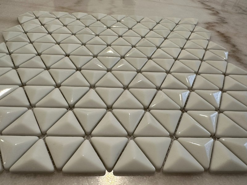 White 3D Triangle Matte and Glossy Mix Glass Mosaic gallery