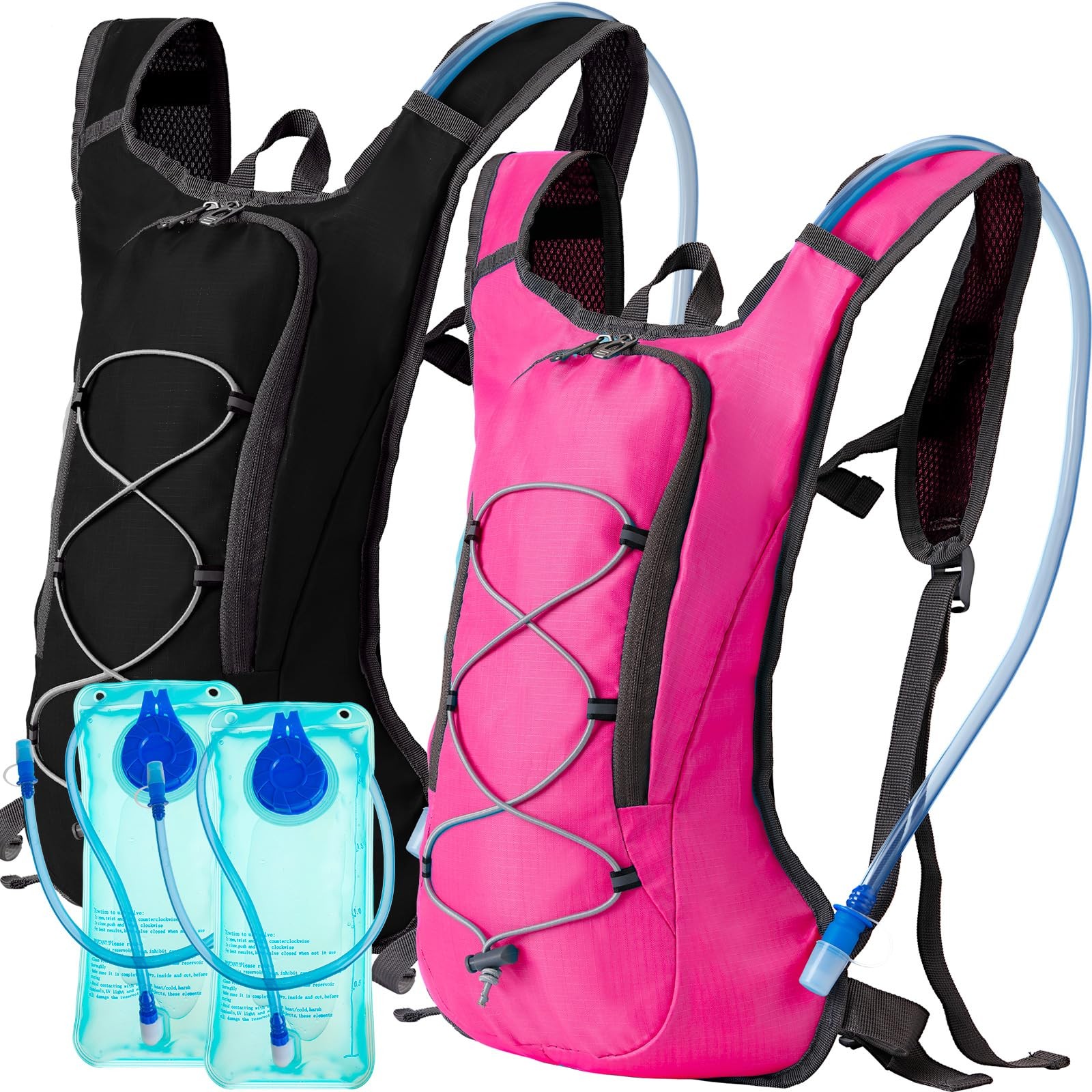 2 Pack Hydration Backpack Pack with 2 Pcs 2L Hydration Bladder Hiking Backpac…