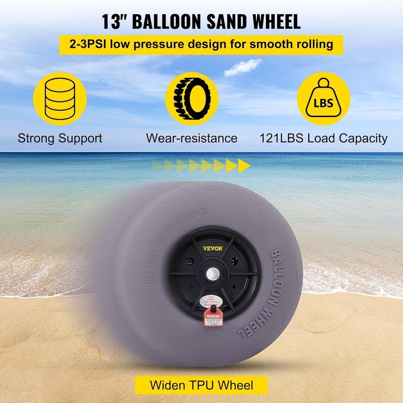 Beach Balloon Wheels 13-inch Inflatable Sand Cart Tires for All-Terrain Use gallery