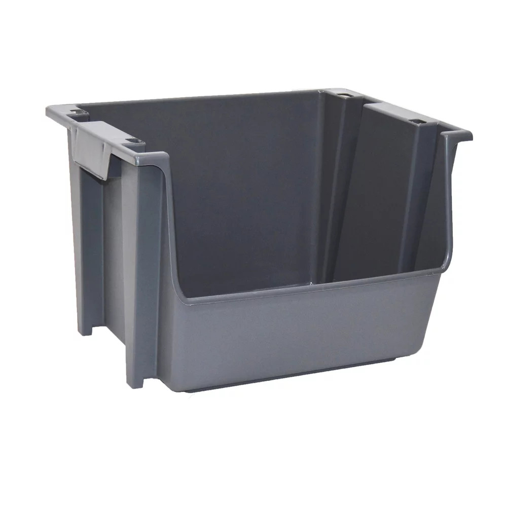 Large Nesting Stack Storage Bin, All, Plastic, Gray gallery