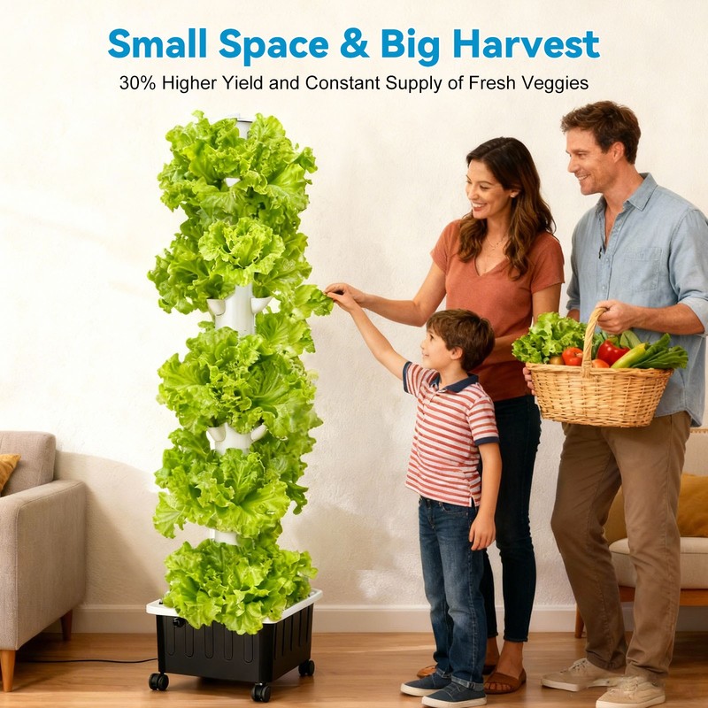 Hydroponic Growing System Tower LED Grow Lights 45 Pod Greenhouse City Farming gallery