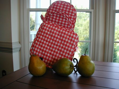 Red Gingham Potholder + Puppet Oven Mitt cotton blend fabric gallery